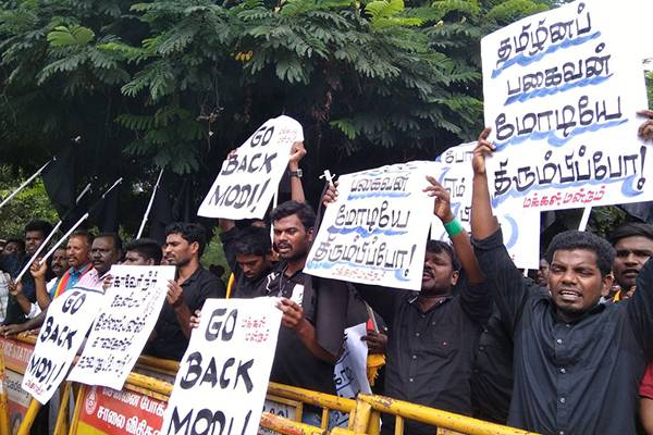 Go Back Modi protest against Narendra Modi in Chennai